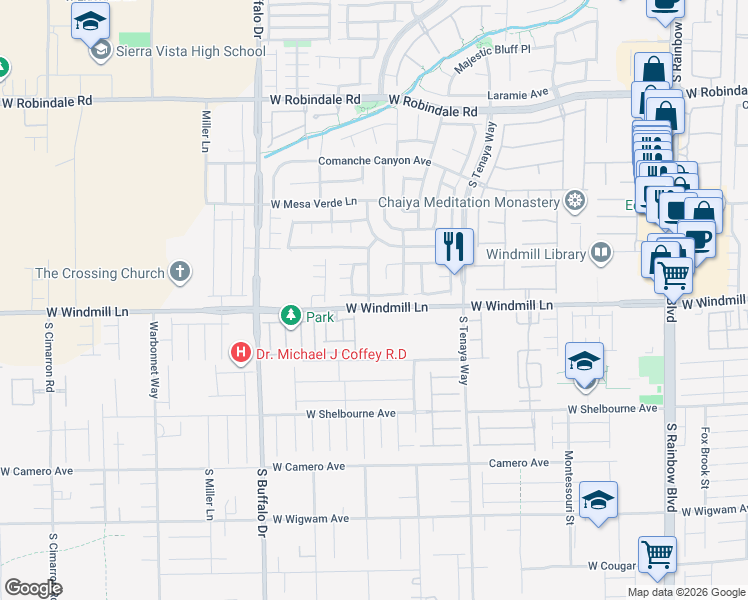 map of restaurants, bars, coffee shops, grocery stores, and more near 7551 Port Orchard Avenue in Las Vegas