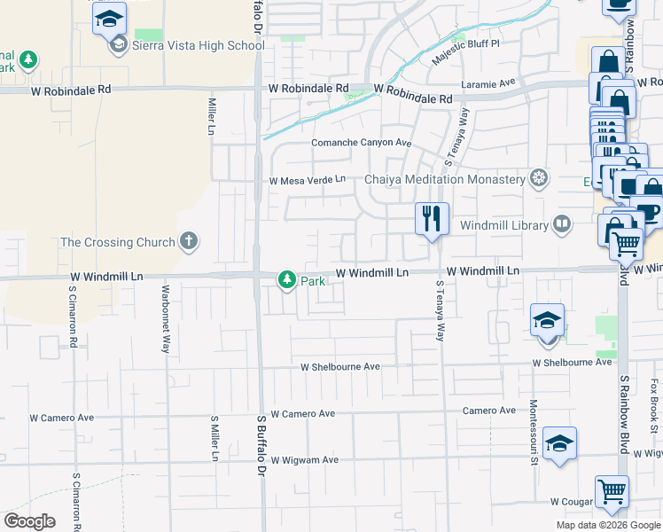 map of restaurants, bars, coffee shops, grocery stores, and more near 8056 Sunset Creek Street in Las Vegas