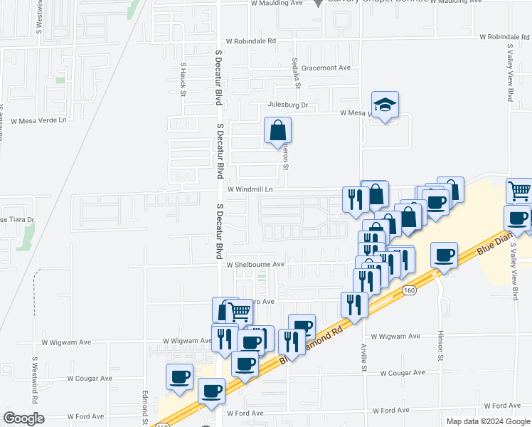 map of restaurants, bars, coffee shops, grocery stores, and more near 8175 Arville Street in Las Vegas