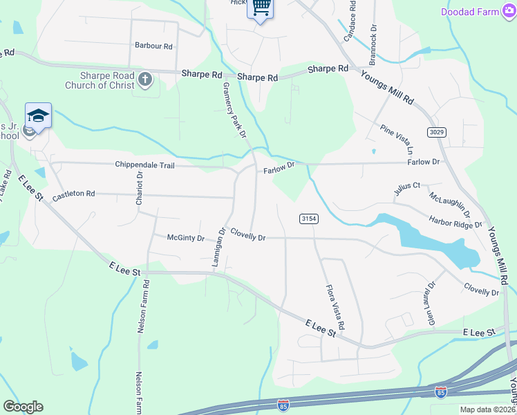 map of restaurants, bars, coffee shops, grocery stores, and more near 2109 Gramercy Park Drive in Greensboro