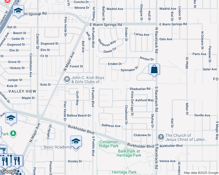 map of restaurants, bars, coffee shops, grocery stores, and more near 725 Skipjack Drive in Henderson