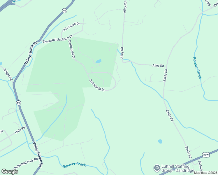 map of restaurants, bars, coffee shops, grocery stores, and more near 302 Battlefield Drive in Dandridge