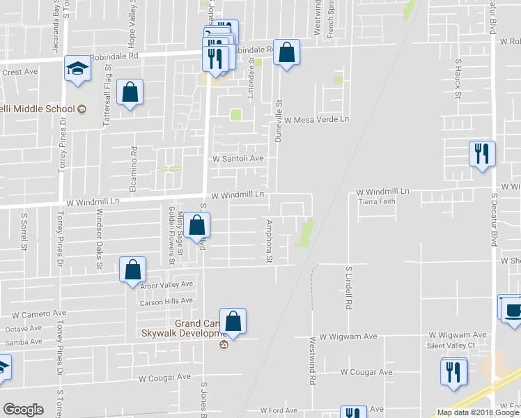 map of restaurants, bars, coffee shops, grocery stores, and more near 5865 Azzura Palms Avenue in Las Vegas