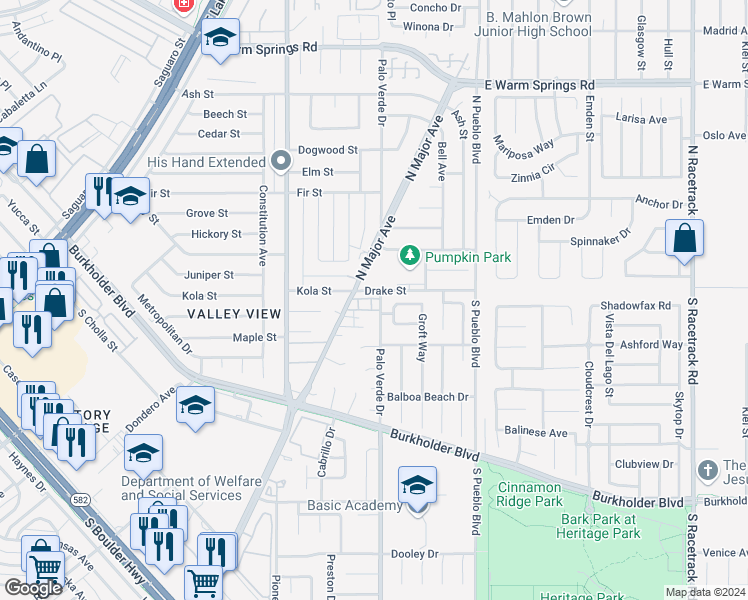 map of restaurants, bars, coffee shops, grocery stores, and more near 815 Tracey Street in Henderson