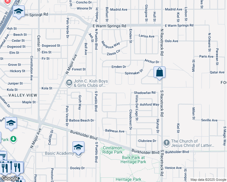 map of restaurants, bars, coffee shops, grocery stores, and more near 725 Skipjack Drive in Henderson