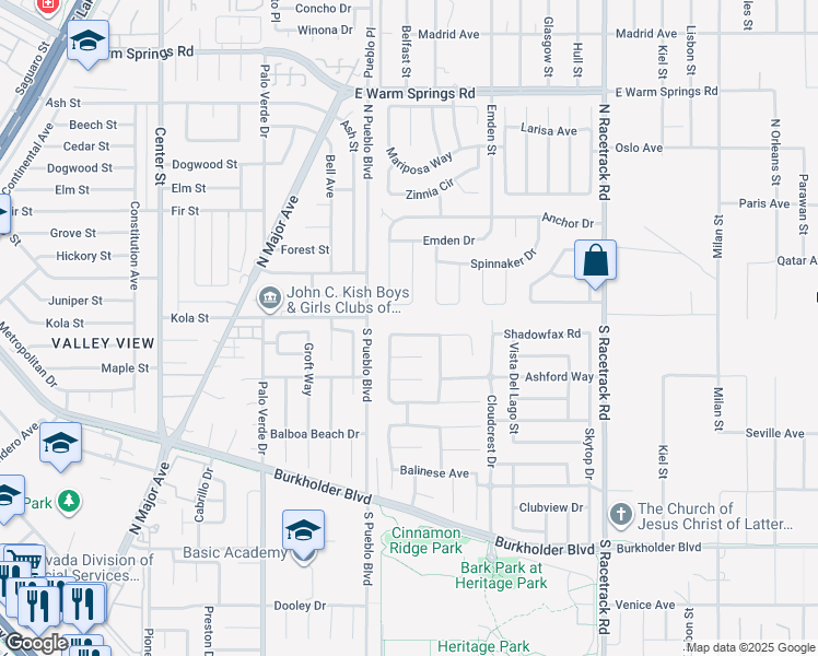 map of restaurants, bars, coffee shops, grocery stores, and more near 820 Wintersweet Road in Henderson