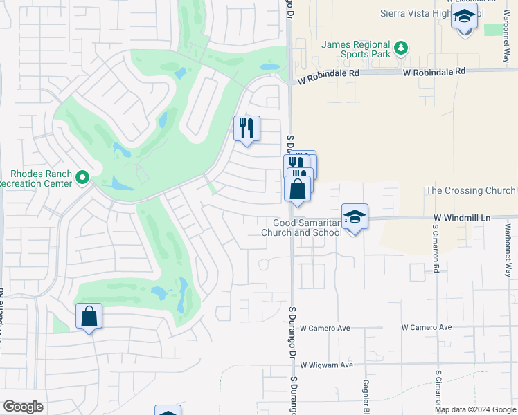 map of restaurants, bars, coffee shops, grocery stores, and more near 311 Tayman Park Avenue in Las Vegas