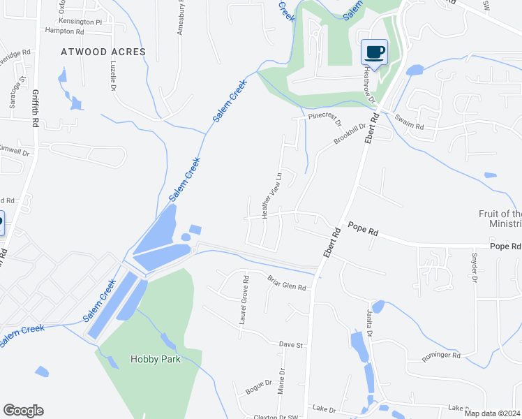 map of restaurants, bars, coffee shops, grocery stores, and more near 3988 Heather View Lane in Winston-Salem