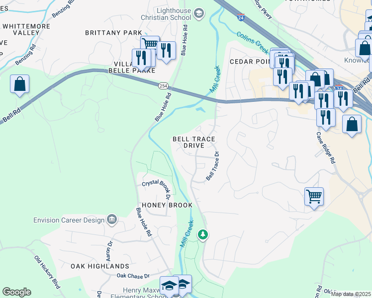 map of restaurants, bars, coffee shops, grocery stores, and more near 18 Sycamore Court in Nashville