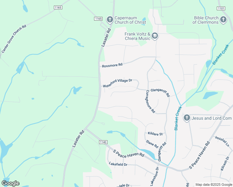 map of restaurants, bars, coffee shops, grocery stores, and more near 1925 Waterford Village Drive in Clemmons