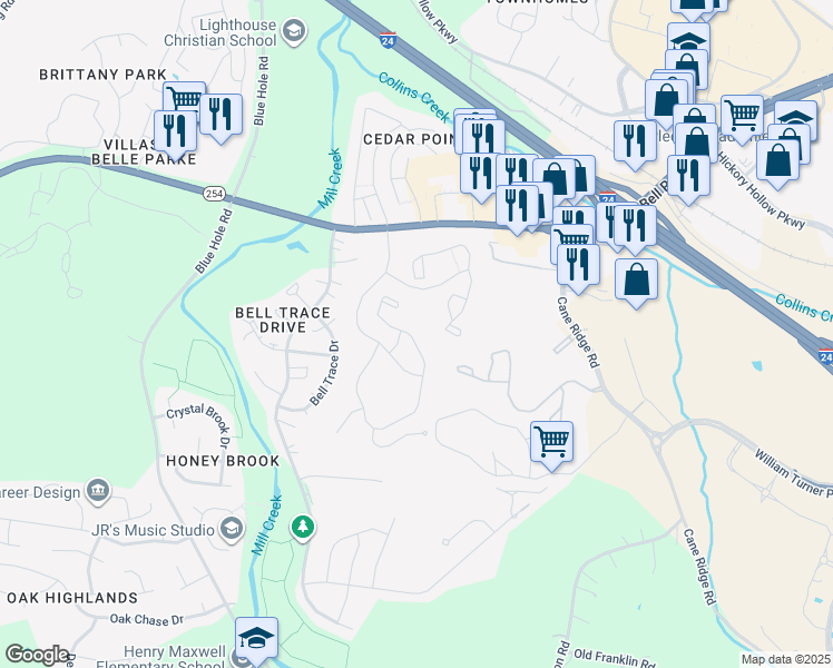 map of restaurants, bars, coffee shops, grocery stores, and more near 716 Arbor Knoll Boulevard in Nashville