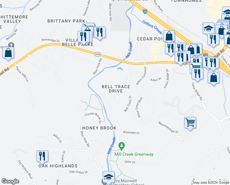 map of restaurants, bars, coffee shops, grocery stores, and more near 27 Sycamore Court in Nashville