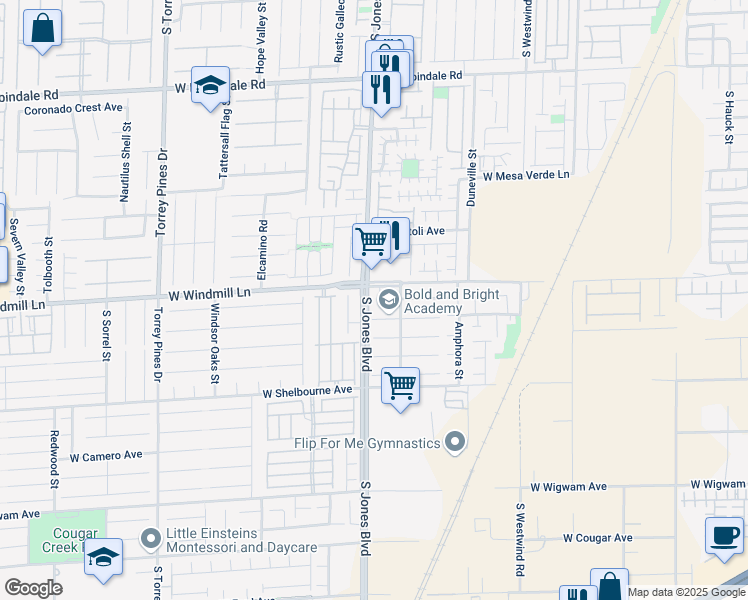 map of restaurants, bars, coffee shops, grocery stores, and more near 8121 Russell Creek Court in Las Vegas