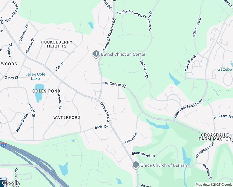 map of restaurants, bars, coffee shops, grocery stores, and more near 2105 Greenwich Place in Durham