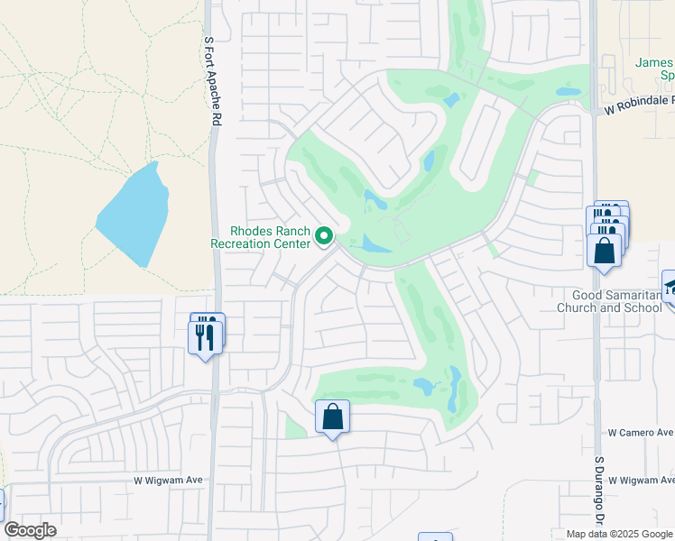 map of restaurants, bars, coffee shops, grocery stores, and more near 343 Center Green Drive in Las Vegas