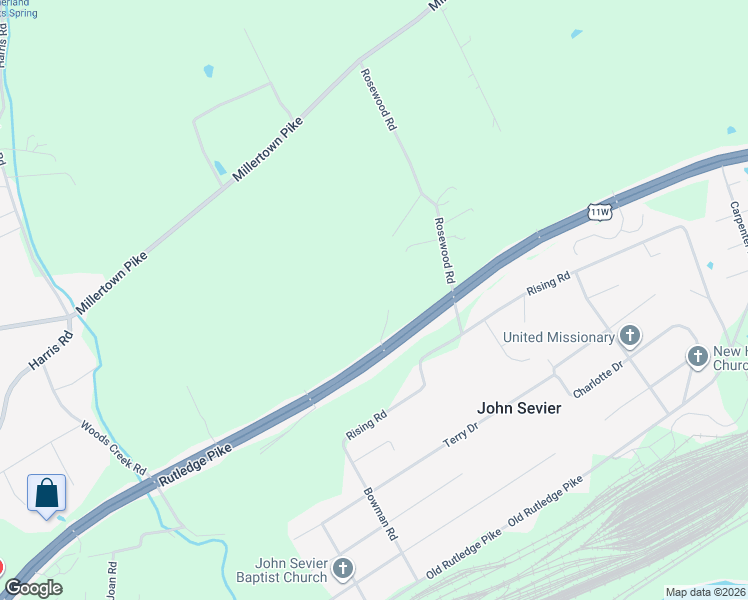 map of restaurants, bars, coffee shops, grocery stores, and more near 6447 Rutledge Pike in Knoxville