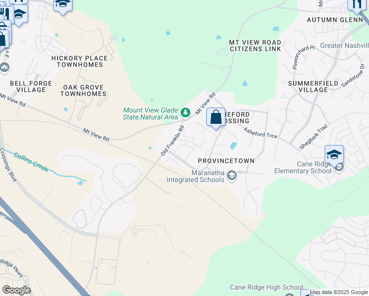 map of restaurants, bars, coffee shops, grocery stores, and more near 1812 Isabelle Lane in Nashville