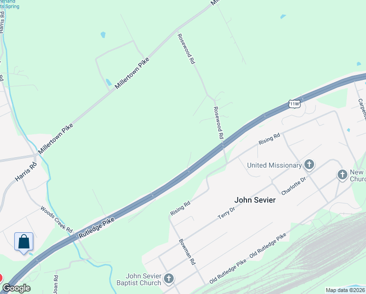 map of restaurants, bars, coffee shops, grocery stores, and more near 6447 Rutledge Pike in Knoxville