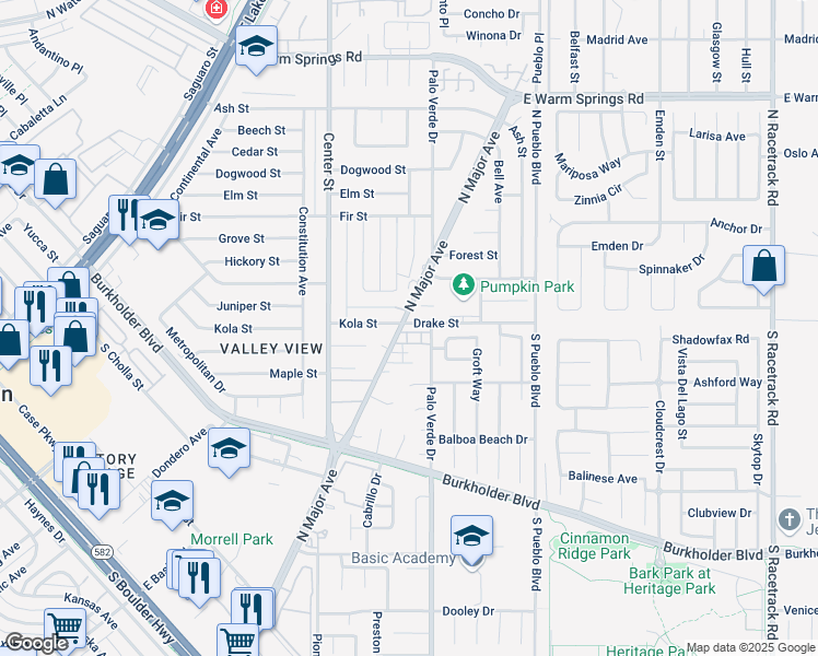 map of restaurants, bars, coffee shops, grocery stores, and more near 307 Gayle Avenue in Henderson