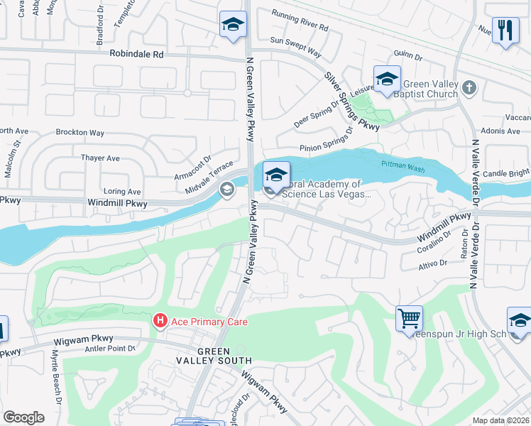 map of restaurants, bars, coffee shops, grocery stores, and more near 179 Adomeit Drive in Henderson