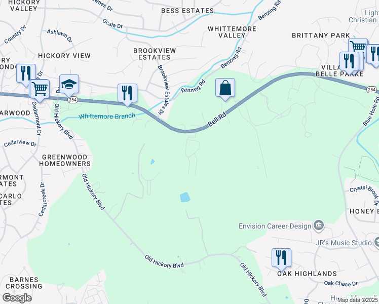 map of restaurants, bars, coffee shops, grocery stores, and more near 1500 Bell Road in Nashville