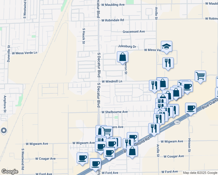 map of restaurants, bars, coffee shops, grocery stores, and more near 8120 Blue Hope Diamond Lane in Las Vegas