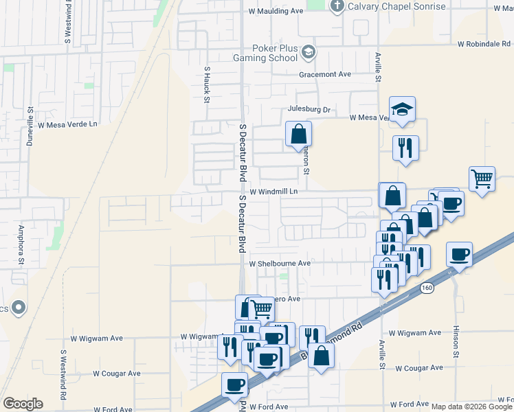 map of restaurants, bars, coffee shops, grocery stores, and more near 4857 Eureka Diamond Court in Las Vegas