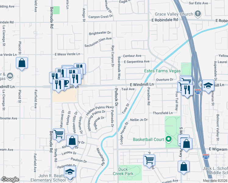 map of restaurants, bars, coffee shops, grocery stores, and more near 8138 Palmada Drive in Las Vegas