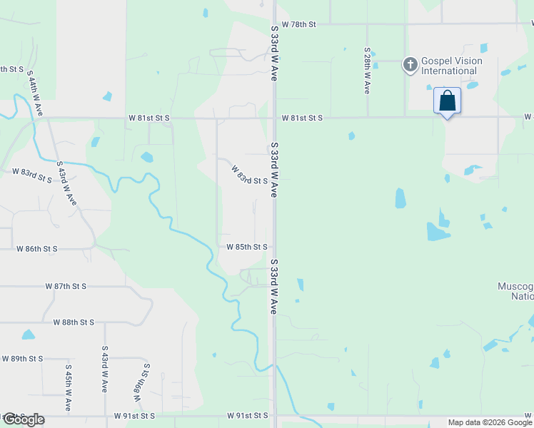 map of restaurants, bars, coffee shops, grocery stores, and more near 8409 South 34th West Avenue in Tulsa