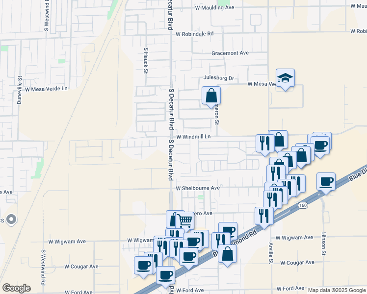 map of restaurants, bars, coffee shops, grocery stores, and more near 4841 Eureka Diamond Court in Las Vegas