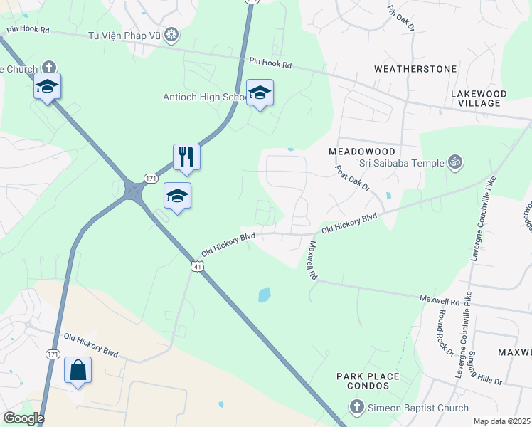 map of restaurants, bars, coffee shops, grocery stores, and more near 12452 Old Hickory Boulevard in Nashville