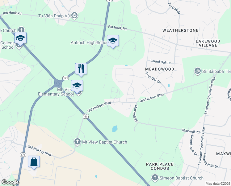 map of restaurants, bars, coffee shops, grocery stores, and more near 12452 Old Hickory Boulevard in Nashville