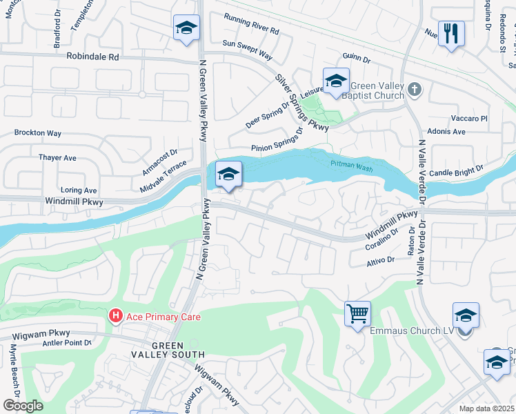 map of restaurants, bars, coffee shops, grocery stores, and more near 2102 Mountain Echo Avenue in Henderson
