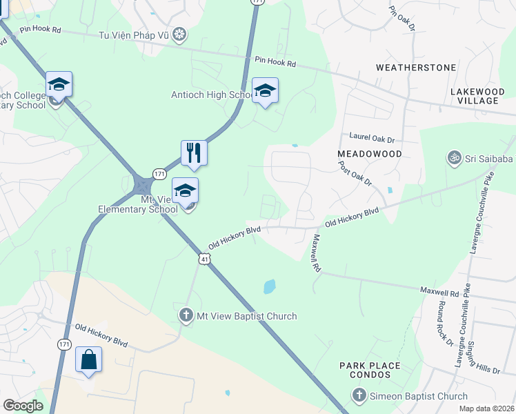 map of restaurants, bars, coffee shops, grocery stores, and more near 12452 Old Hickory Boulevard in Nashville