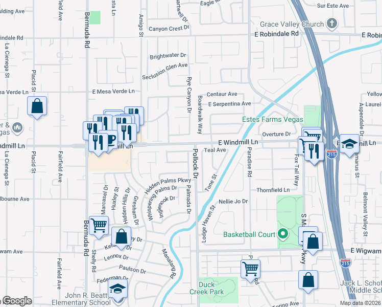 map of restaurants, bars, coffee shops, grocery stores, and more near 8138 Palmada Drive in Las Vegas