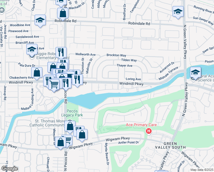 map of restaurants, bars, coffee shops, grocery stores, and more near 192 Renville Court in Henderson