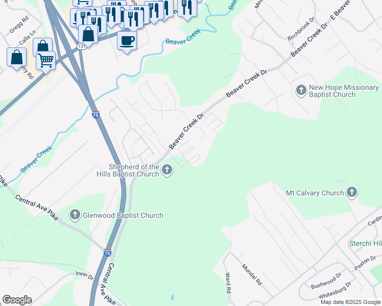 map of restaurants, bars, coffee shops, grocery stores, and more near 501 Tiger Way in Knoxville