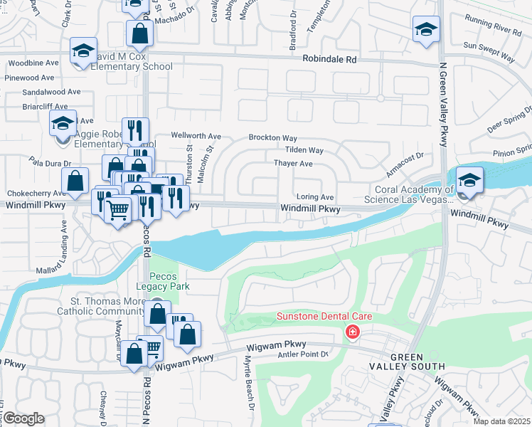 map of restaurants, bars, coffee shops, grocery stores, and more near 192 Chadwell Court in Henderson