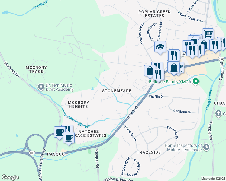 map of restaurants, bars, coffee shops, grocery stores, and more near in Nashville