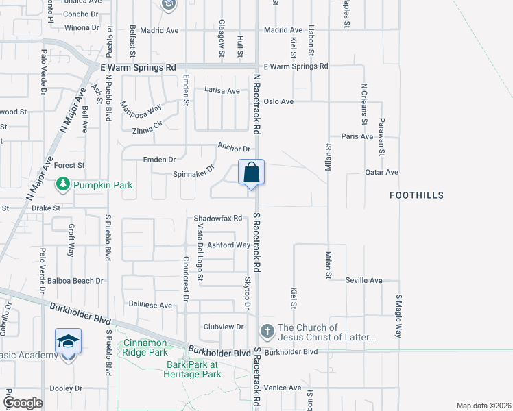 map of restaurants, bars, coffee shops, grocery stores, and more near 2 South Racetrack Road in Henderson