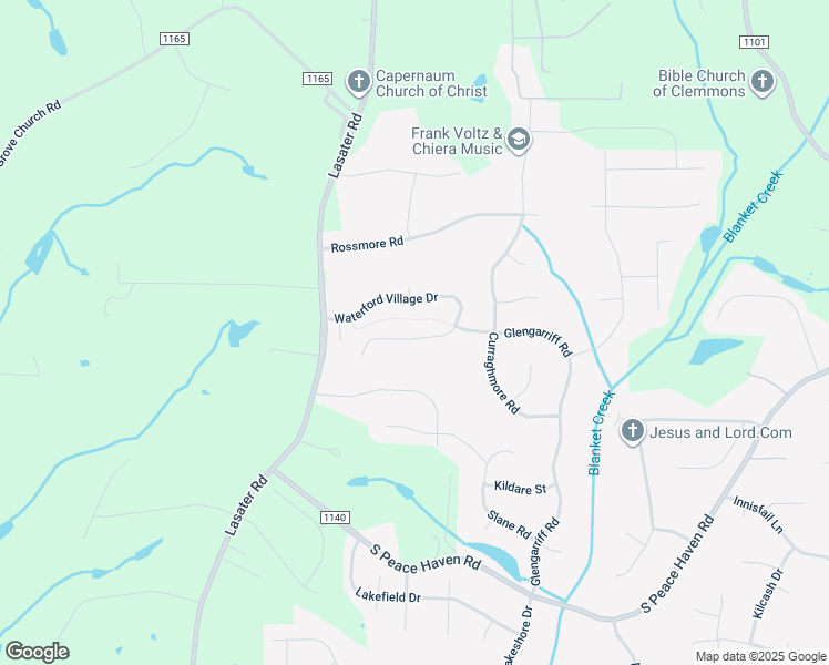 map of restaurants, bars, coffee shops, grocery stores, and more near 1954 Waterford Village Drive in Clemmons