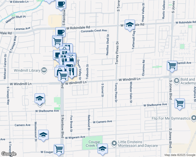 map of restaurants, bars, coffee shops, grocery stores, and more near 6637 Gossamer Fog Avenue in Las Vegas