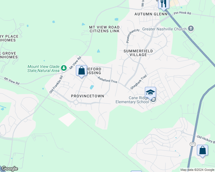 map of restaurants, bars, coffee shops, grocery stores, and more near 5744 Murphywood Crossing in Nashville