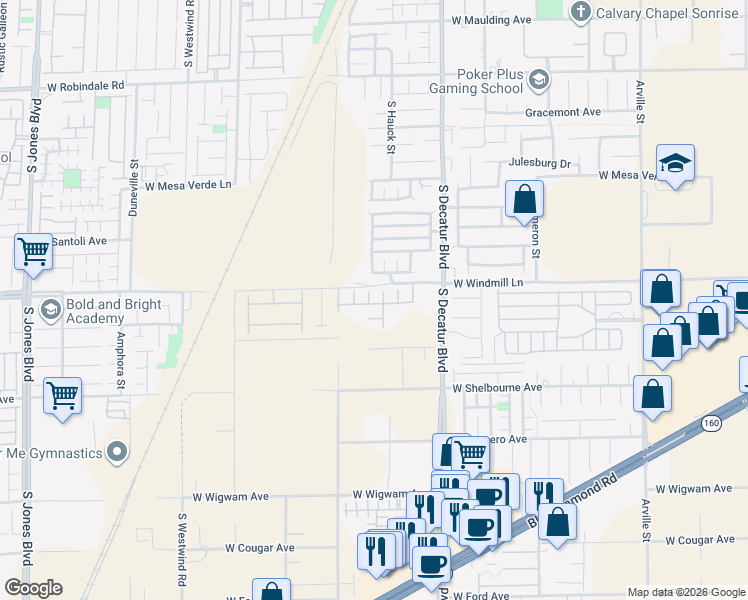 map of restaurants, bars, coffee shops, grocery stores, and more near 8132 Stonyford Court in Las Vegas