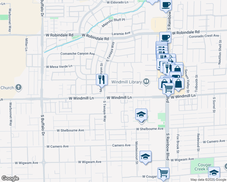 map of restaurants, bars, coffee shops, grocery stores, and more near 7292 Iron Oak Avenue in Las Vegas