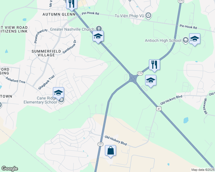 map of restaurants, bars, coffee shops, grocery stores, and more near 1717 Hobson Pike in Nashville