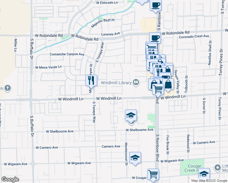 map of restaurants, bars, coffee shops, grocery stores, and more near 7208 Iron Oak Avenue in Las Vegas