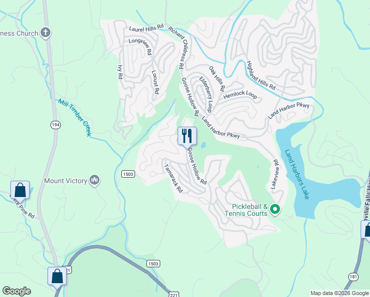 map of restaurants, bars, coffee shops, grocery stores, and more near 29 Thorn Wood Loop in Newland