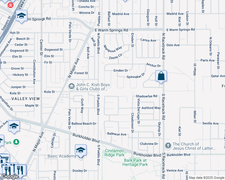 map of restaurants, bars, coffee shops, grocery stores, and more near 725 Skipjack Dr in Henderson