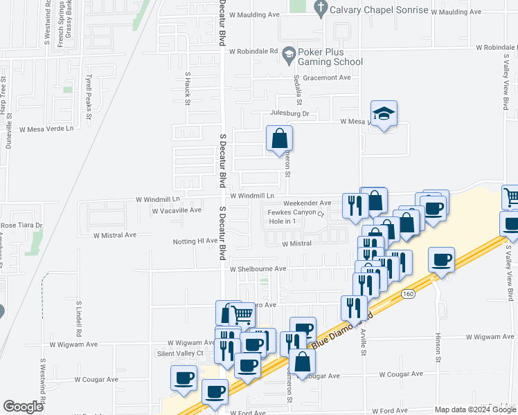 map of restaurants, bars, coffee shops, grocery stores, and more near 8175 Arville Street in Las Vegas